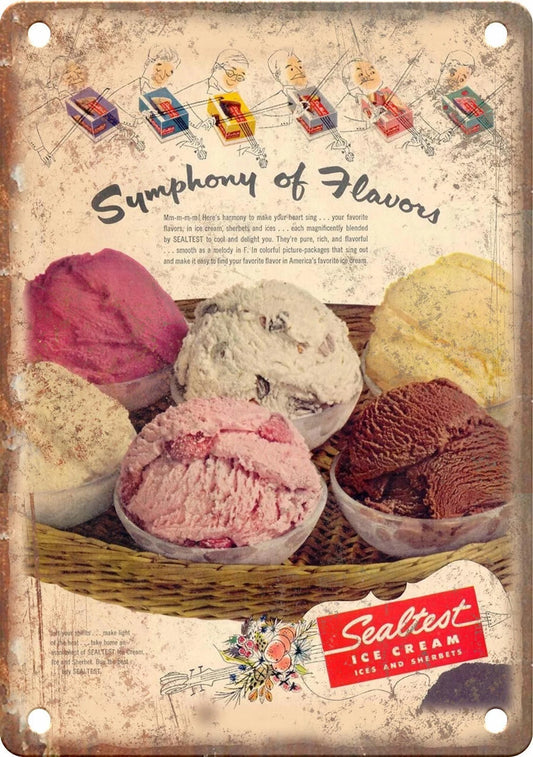 Sealtest Symphony of Flavors Ice Cream Vintage Aluminum Sign — product artwork