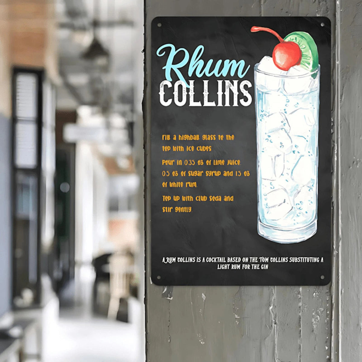 Wall Vintage Rhum Collins Cocktail Recipe Aluminum Sign — product artwork
