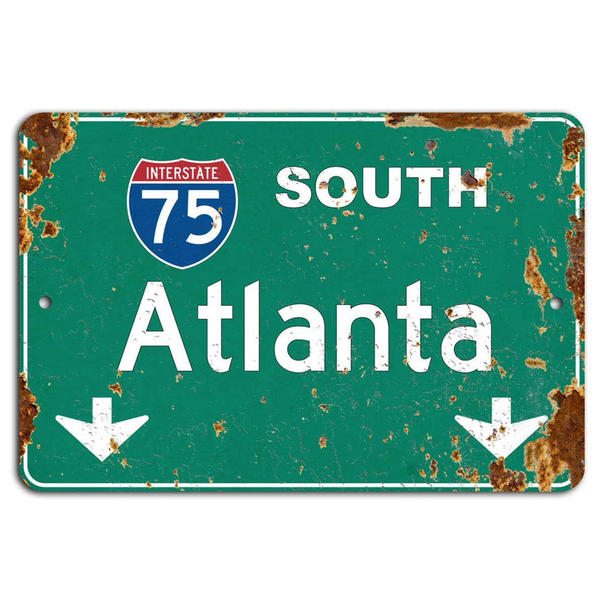Atlanta I-75 Vintage Rustic Aluminum Sign — product artwork