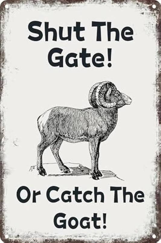 Funny Gate Goat Theme Aluminum Sign — product artwork