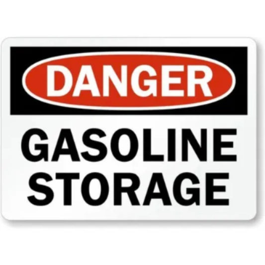 Gasoline Storage Danger Aluminum Sign — product artwork