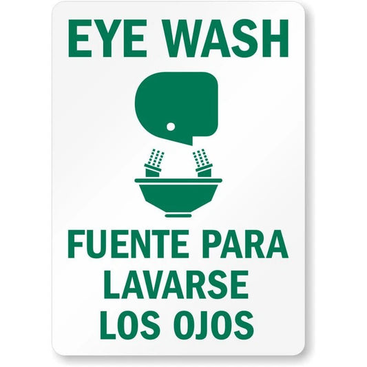 Eye Wash Fuente Para Lavarse los Ojos Bilingual Sign — product artwork