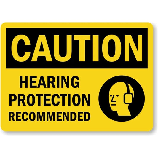 Hearing Protection Recommended Aluminum Sign — product artwork