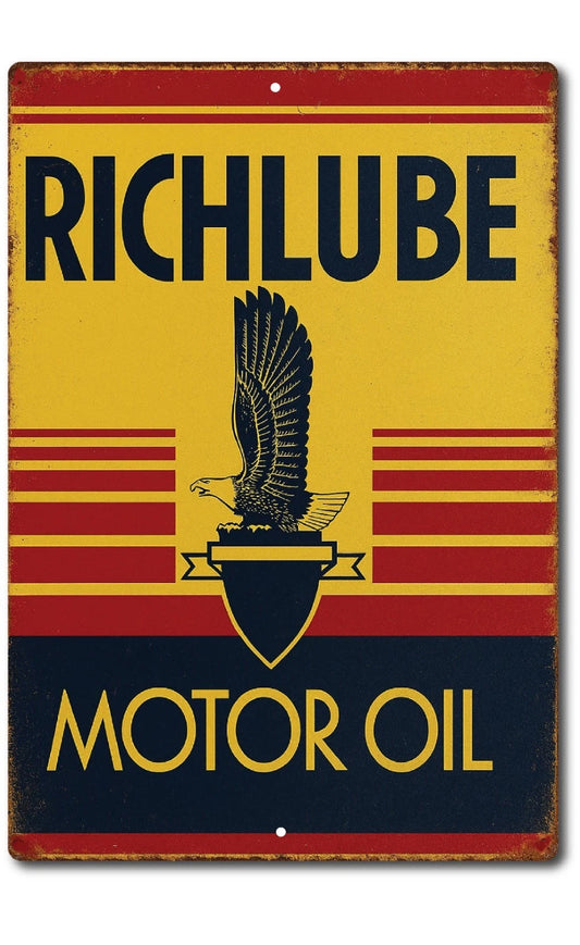 Richlube Motor Oil Vintage Garage Eagle Shield Aluminum Sign — product artwork