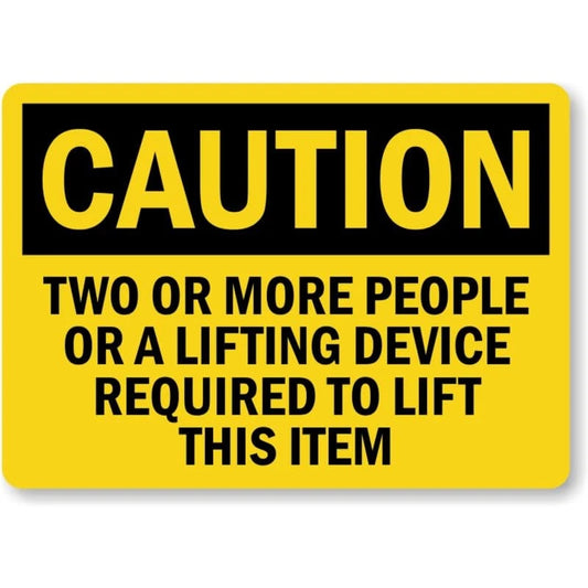 Two People or Lifting Device Required Caution Sign — product artwork