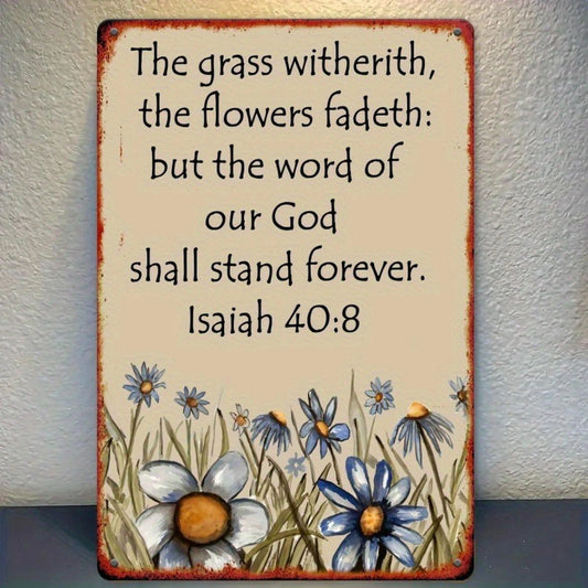 Vintage Christian Isaiah 40:8 Bible Verse Aluminum Sign — product artwork