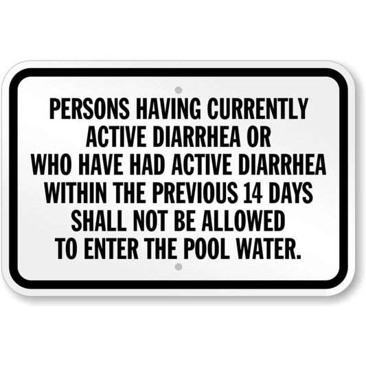 California Diarrhea Notice Pool Aluminum Sign — product artwork