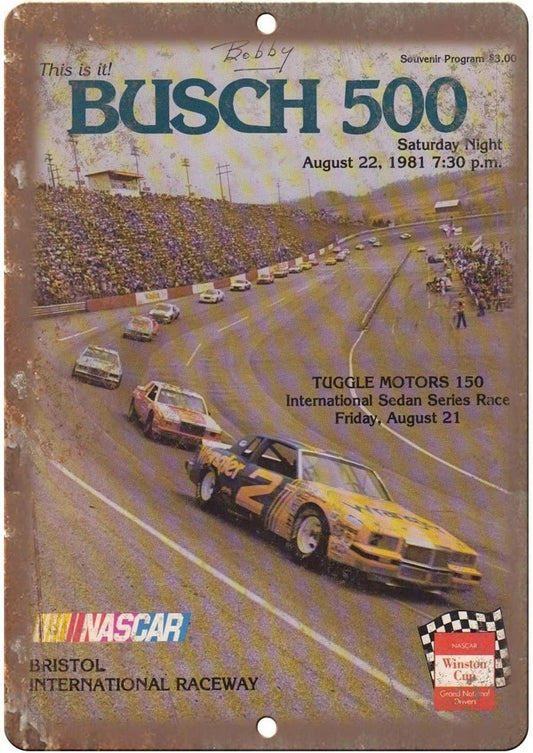 Racing Bristol Raceway Funny Winston Cup Aluminum Sign — product artwork