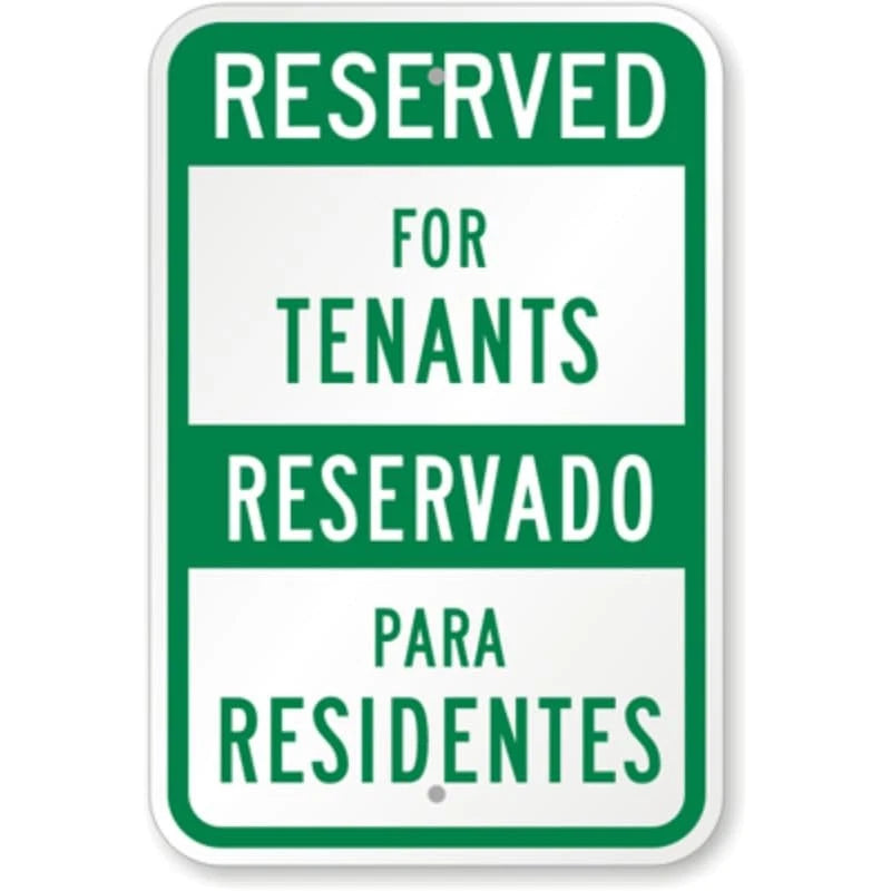 Bilingual Reserved for Tenants Aluminum Sign — product artwork