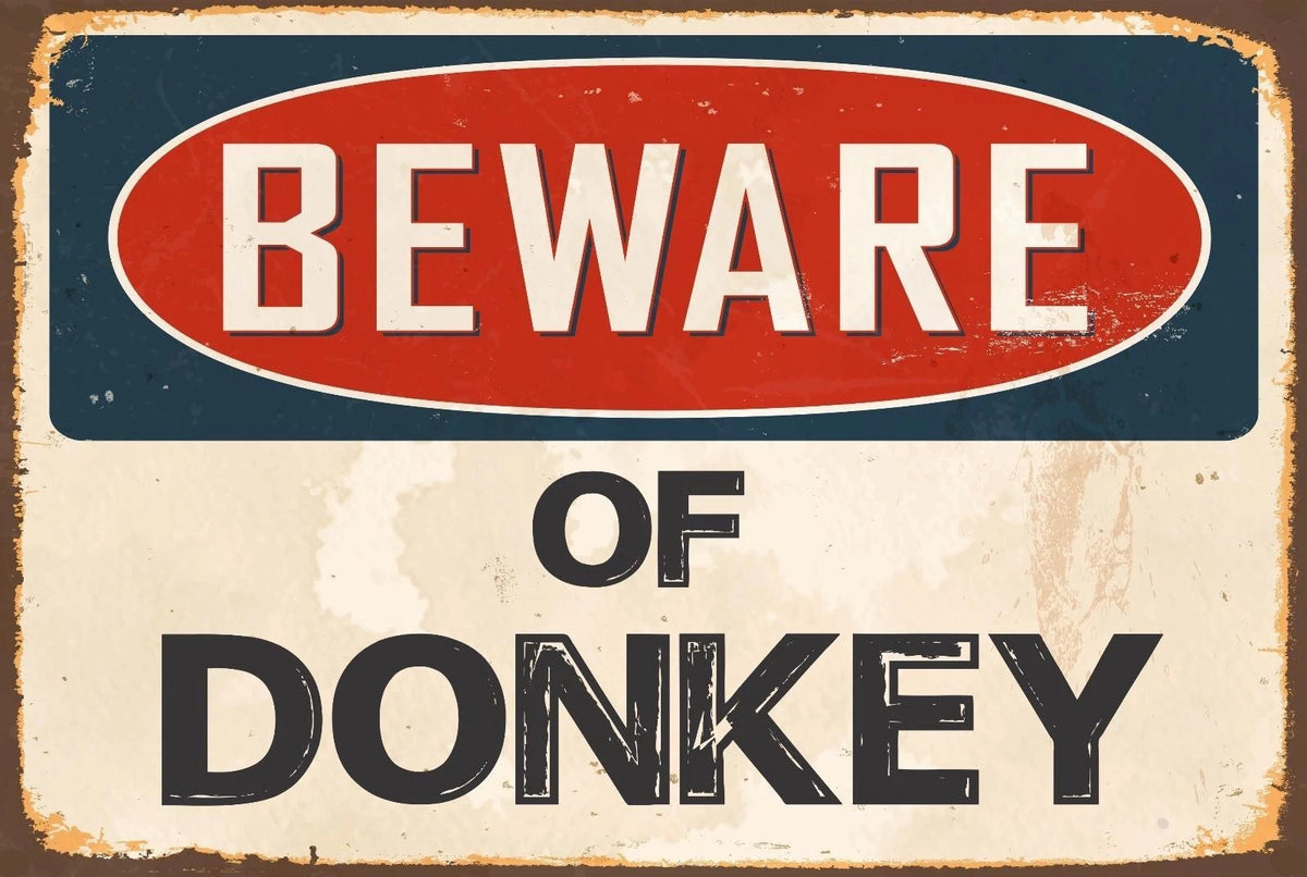 Danger Sticker Tiger Beware of Donkey Funny Aluminum Sign — product artwork
