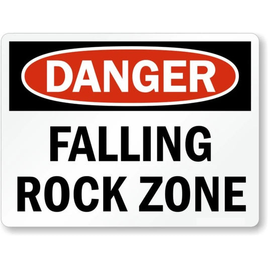 Danger Falling Rock Zone Aluminum Sign — product artwork