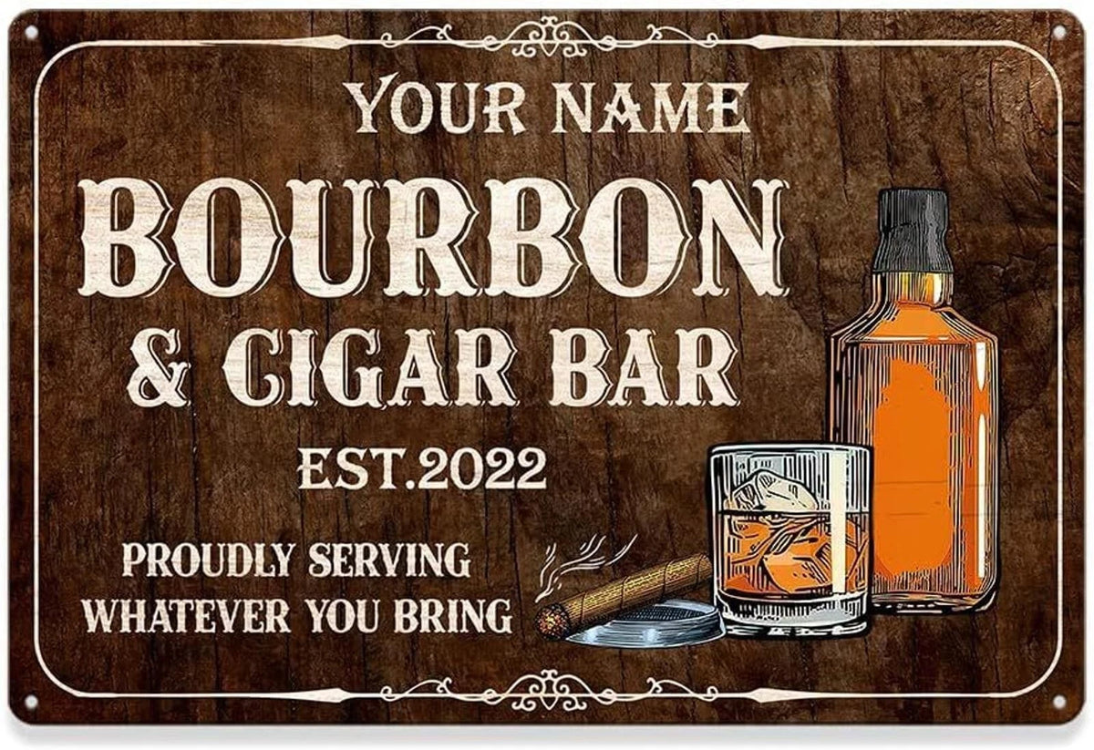 Bourbon Bar Funny Wall Art Custom Aluminum Sign — product artwork