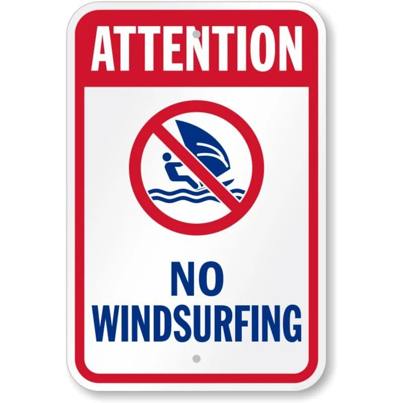 Attention No Windsurfing Water Safety Aluminum Sign — product artwork