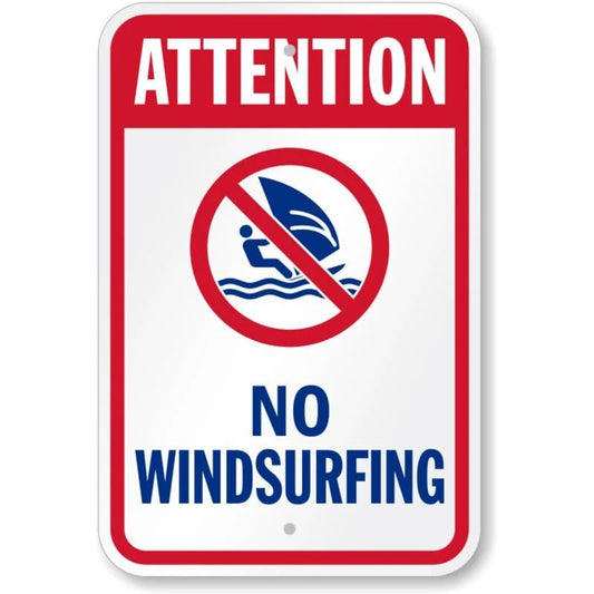 Attention No Windsurfing Water Safety Aluminum Sign — product artwork