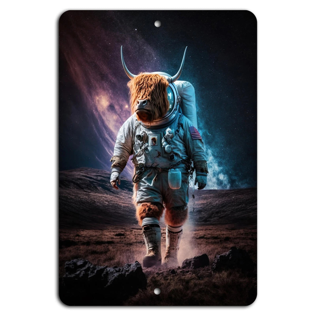 Astronaut Cow Vertical Decorative Aluminum Sign — product artwork