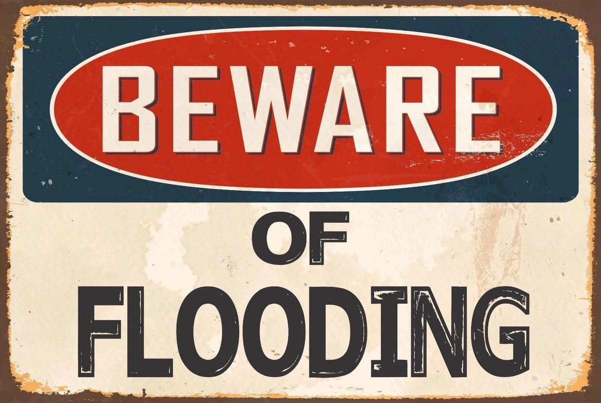 Novelty Beware of Flooding Funny Vintage Street Aluminum Sign — product artwork