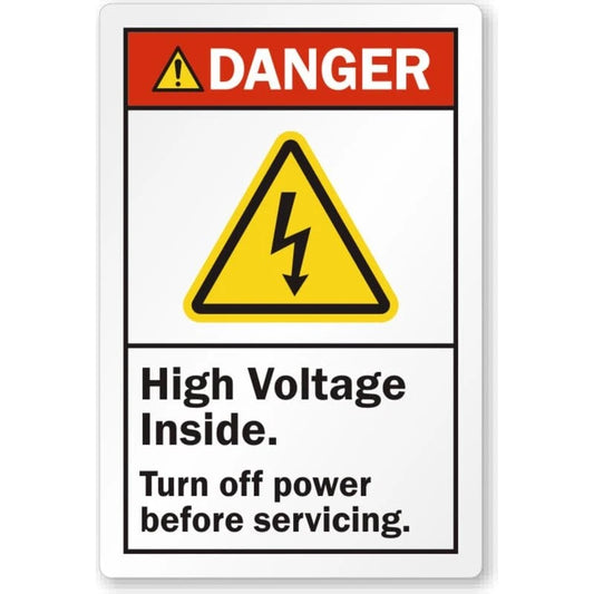 High Voltage Inside Danger Aluminum Sign — product artwork