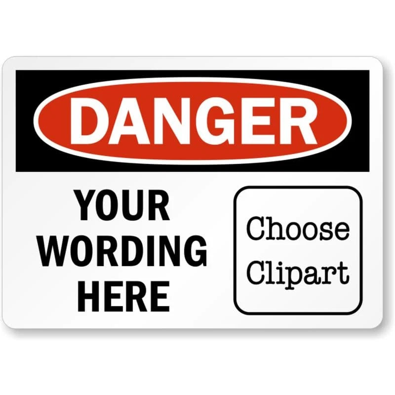 Danger Warning Clipart Custom Aluminum Sign — product artwork