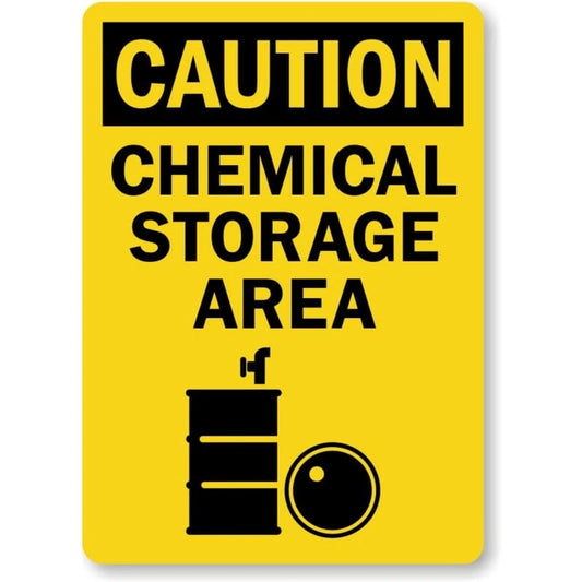 Chemical Storage Area Caution Aluminum Sign — product artwork