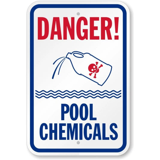 Pool Chemicals Safety Warning Aluminum Sign — product artwork