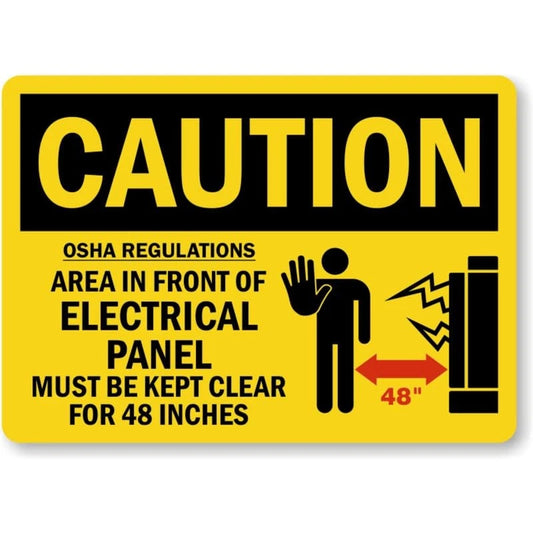 Electrical Panel Keep Clear Caution Aluminum Sign — product artwork