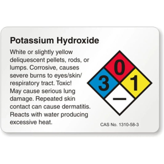 Potassium Hydroxide Chemical Aluminum Sign — product artwork