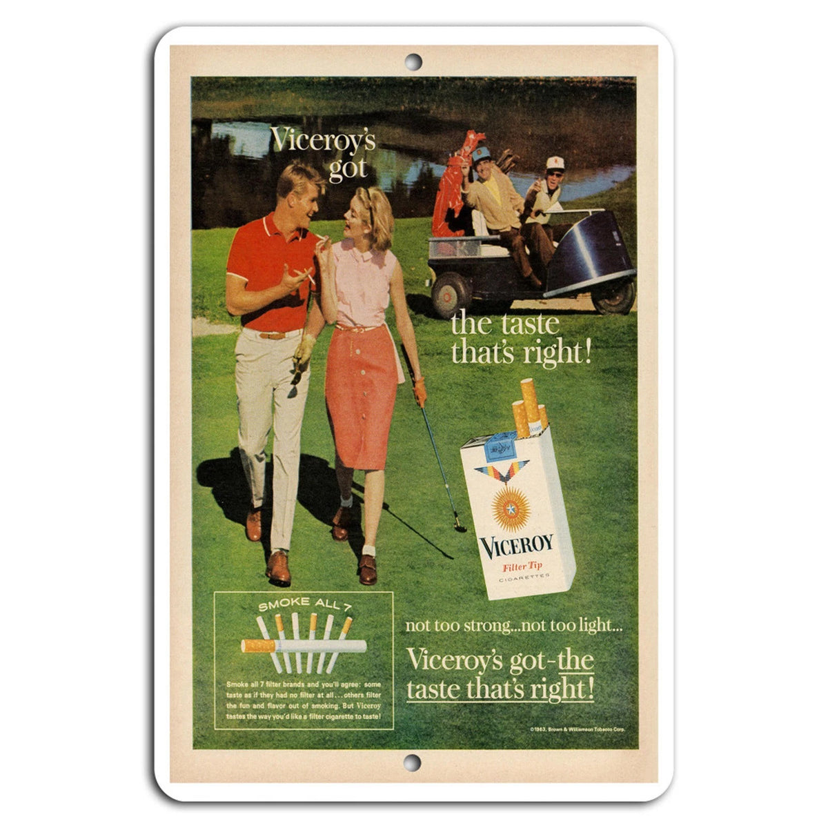 Viceroy Cigarette Vintage 1960s Golf Scene Aluminum Sign — product artwork