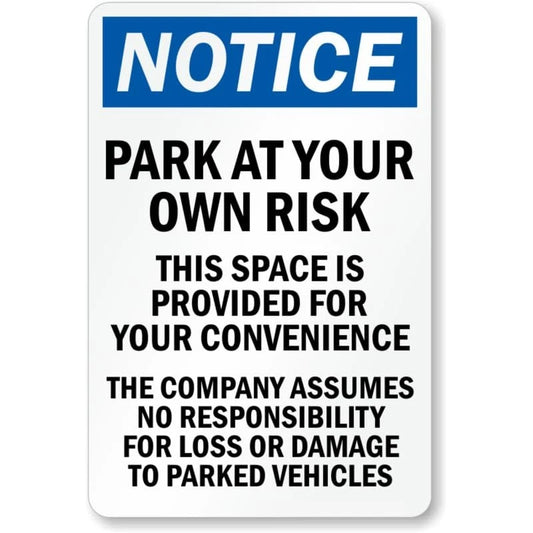 Park at Your Risk Aluminum Sign — product artwork