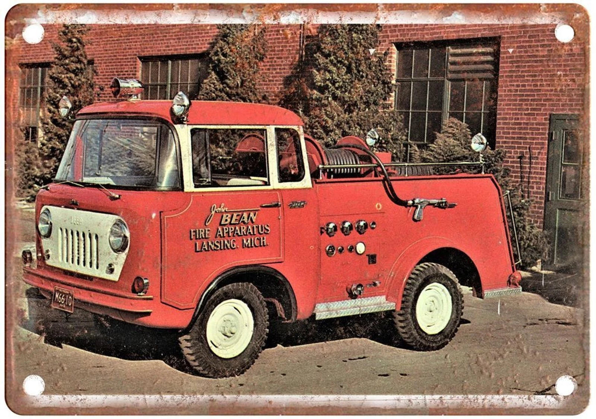 Willys Jeep Fire Truck Vintage 1957 FC150 Aluminum Sign — product artwork