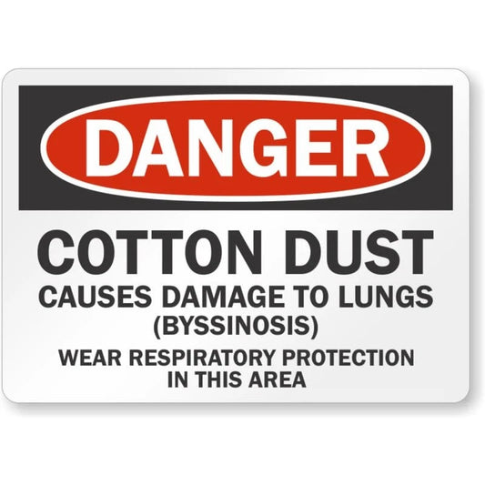 Cotton Dust Wear Respiratory Protection Danger Aluminum Sign — product artwork