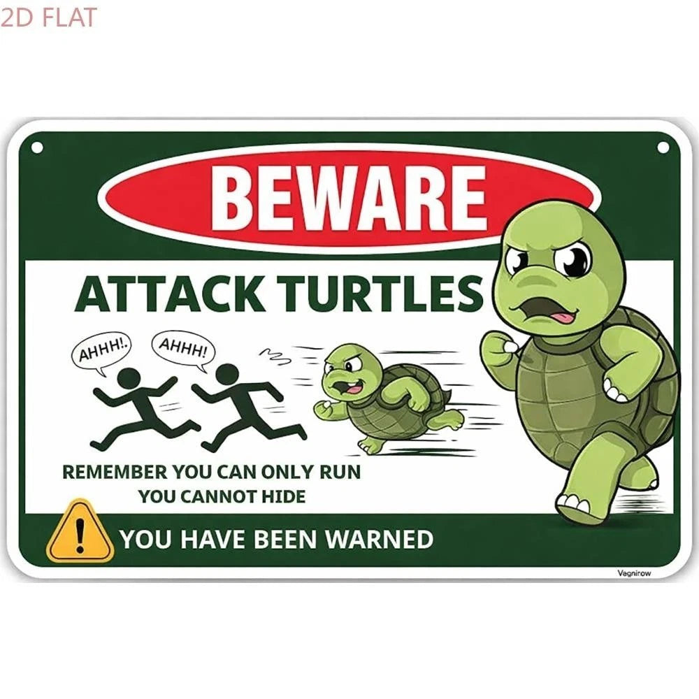 Beware Turtles Funny Vintage Aluminum Sign — product artwork