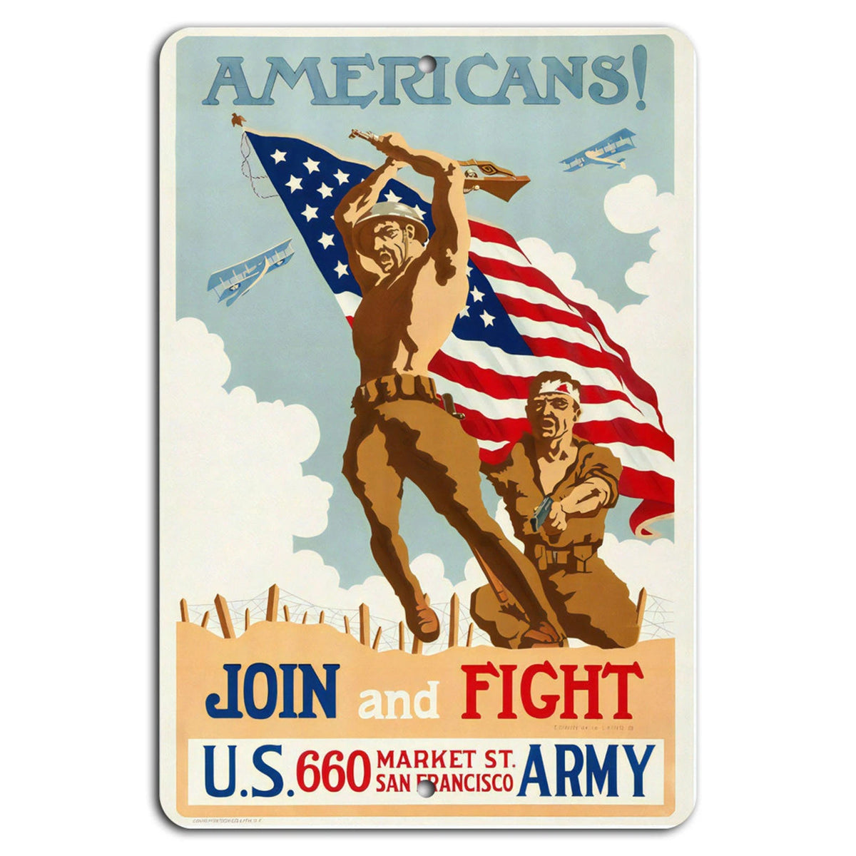 US Military Recruitment Vintage Aluminum Sign — product artwork