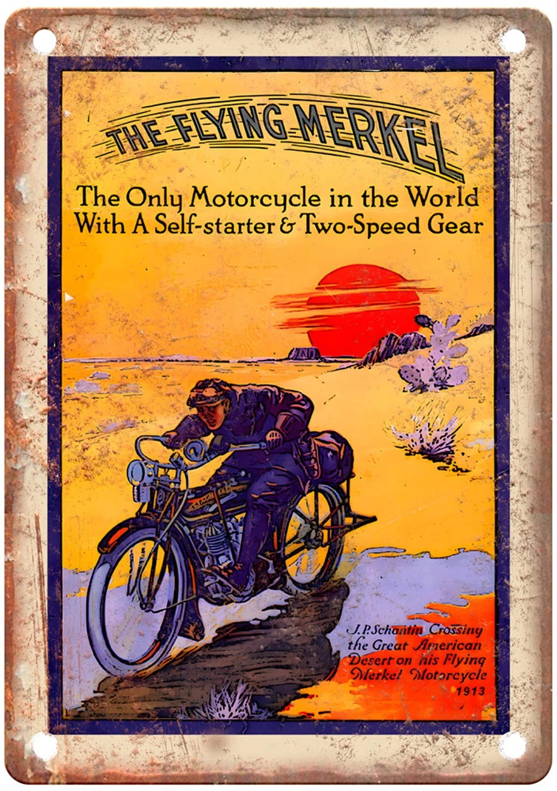 Vintage Motorcycle Poster Retro Look Reproduction Aluminum Sign — product artwork