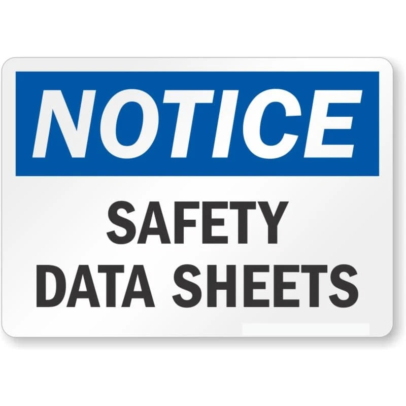 Safety Data Sheets Notice Aluminum Sign — product artwork