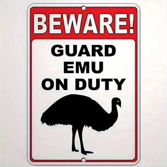 Emu Warning Funny Farm Art Aluminum Sign — product artwork