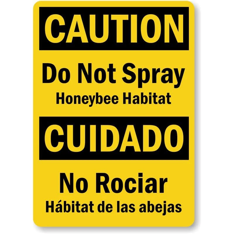 Bilingual Do Not Spray Honeybee Habitat Aluminum Sign — product artwork