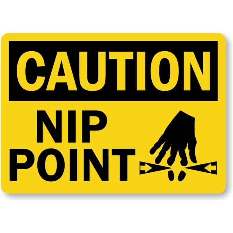Nip Point Caution Aluminum Sign — product artwork