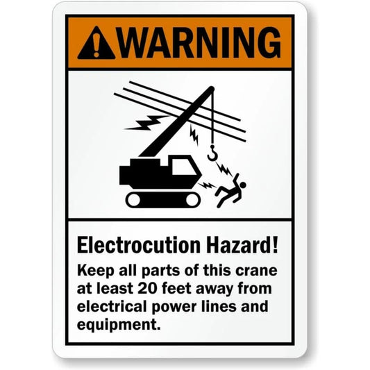 Electrocution Crane Parts Away Aluminum Sign — product artwork