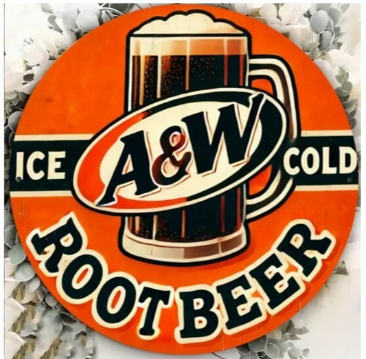 Cold Root Beer Funny Round Aluminum Sign — product artwork
