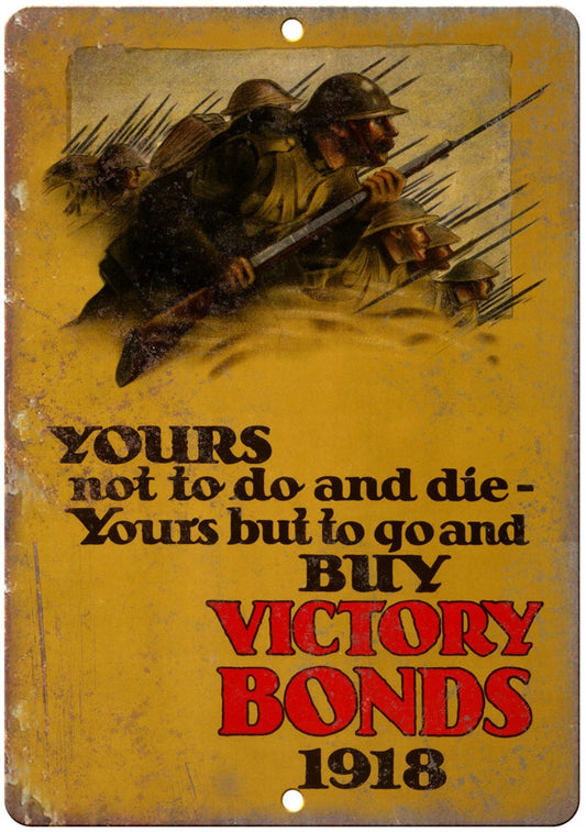 Victory Bonds Funny 1918 Military Art Aluminum Sign — product artwork
