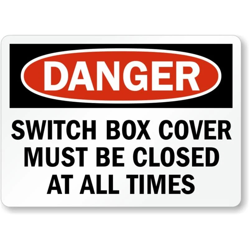 Switch Box Cover Close Danger Aluminum Sign — product artwork