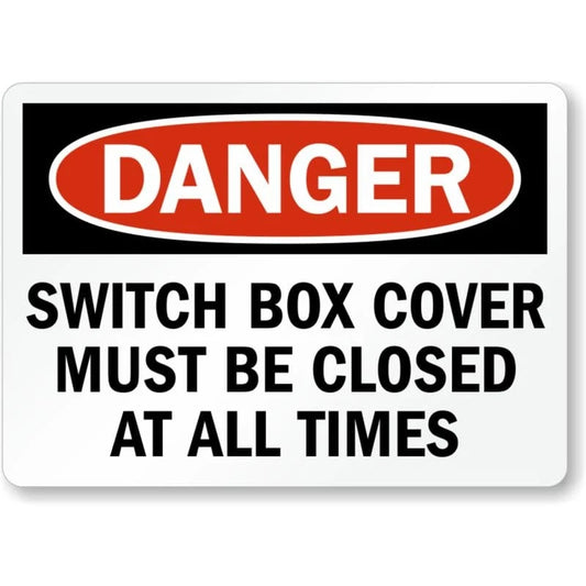 Switch Box Cover Close Danger Aluminum Sign — product artwork