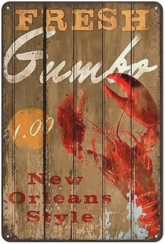Vintage Fresh Gumbo Funny Home Décor Aluminum Sign — product artwork