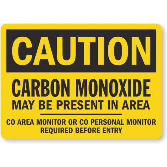 Carbon Monoxide Present Monitor Required Caution Aluminum Sign — product artwork