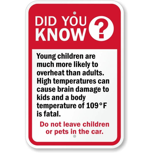 Children Car Safety Warning Aluminum Sign — product artwork