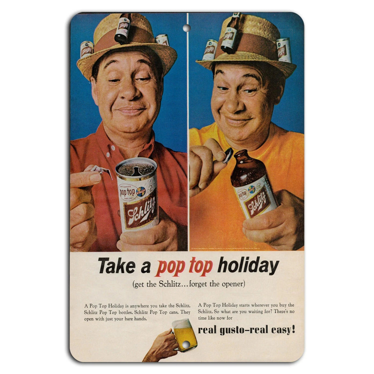 Schlitz Beer Vintage Holiday Pop Top Aluminum Sign — product artwork