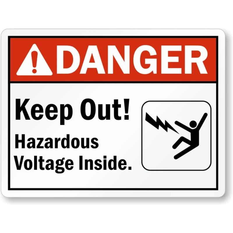 Danger Keep Out Hazardous Voltage Inside Aluminum Sign — product artwork