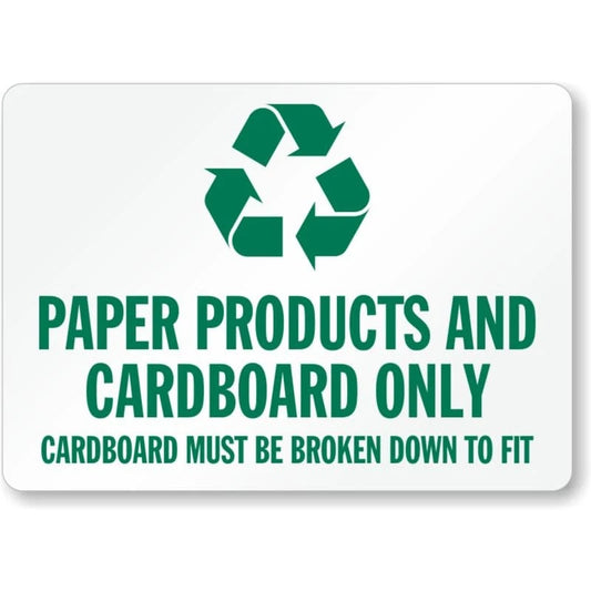 Paper Products Cardboard Recycling Aluminum Sign — product artwork
