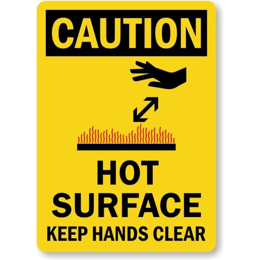Hot Surface Hands Clear Aluminum Sign — product artwork