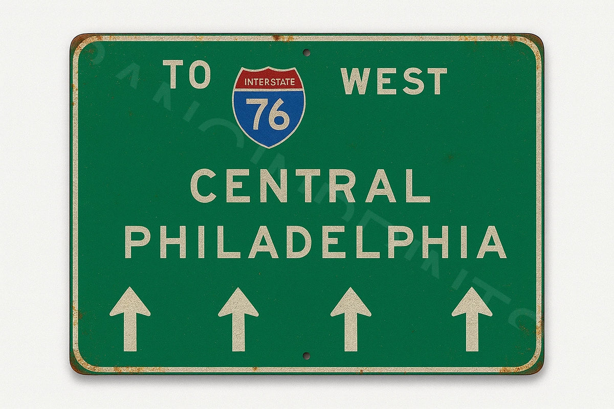 Highway Central Philadelphia 76 West Aluminum Sign — product artwork